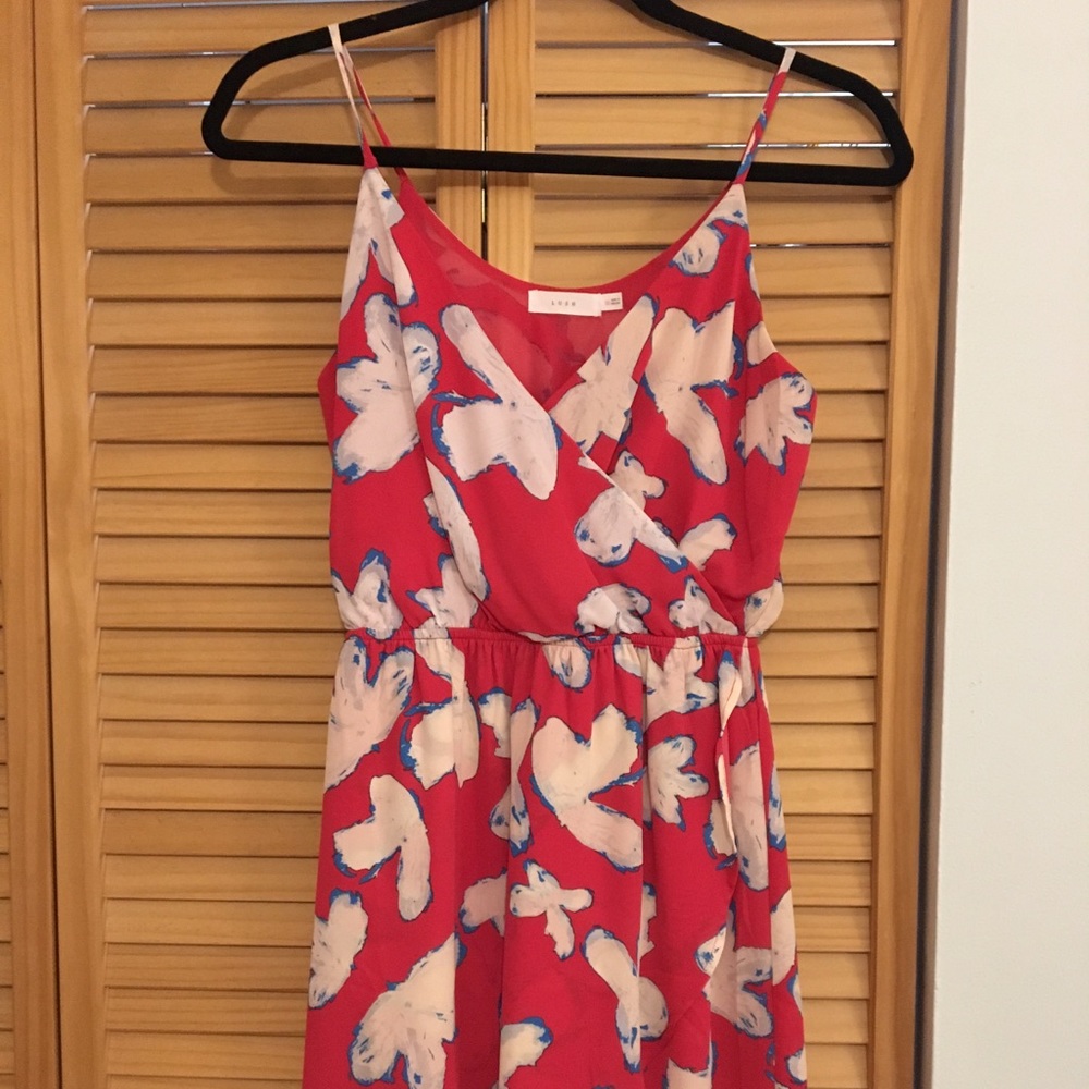 CORAL FLORAL PRINT DRESS